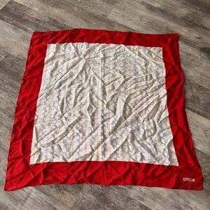 Vintage! Red and White Adolfo Silk Scarf - 28.5”